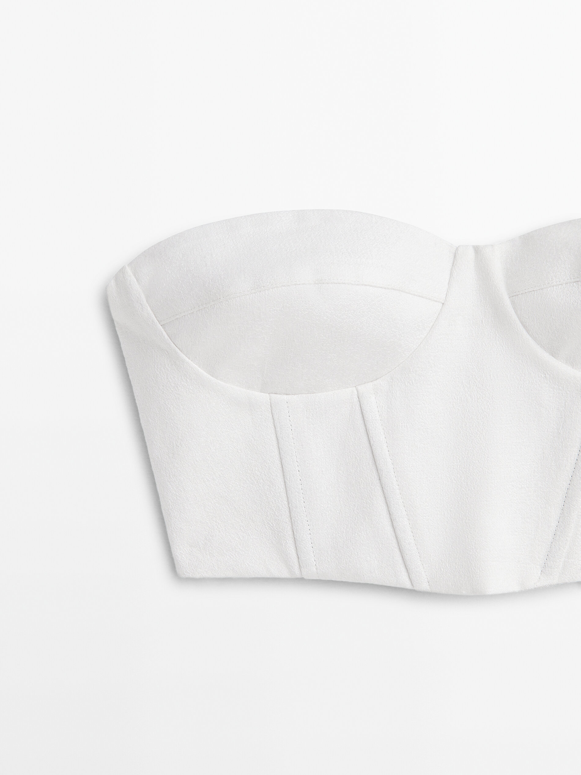 Top bustiê em linho jacquard - Studio - BLANCO