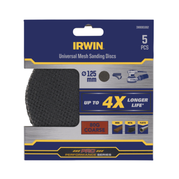Irwin schuurgaas rond Ø125 mm zelfhechtend K80, 5 stuks