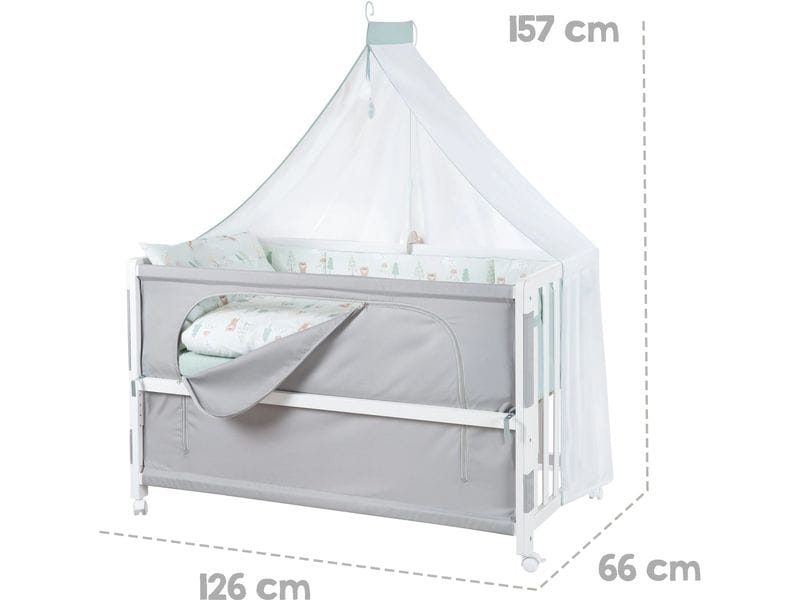 roba Beistellbett Room Bed, Woodland Buddies 60 x 120 cm Beistellbett höhenverstellbar in mehreren Stufen