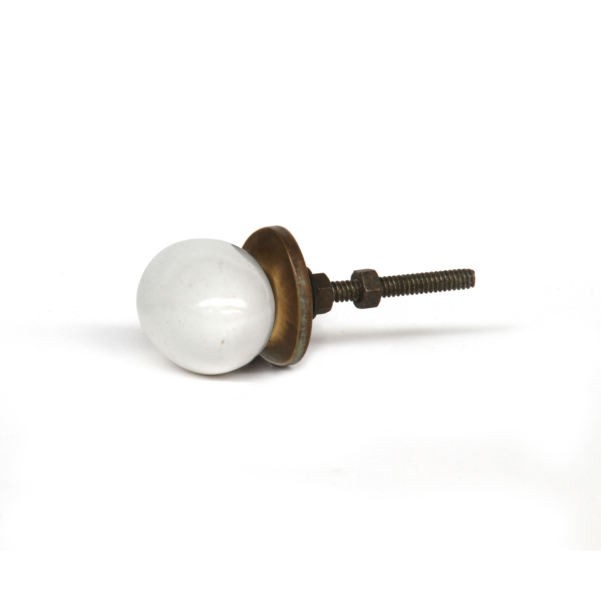 Keramik Möbelknopf oval, handglasiert, weiß, Ø 2,5 cm, T 4,5 cm günstig bestellen