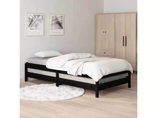 Lit empilable Noir 90x190 cm Bois de pin massif