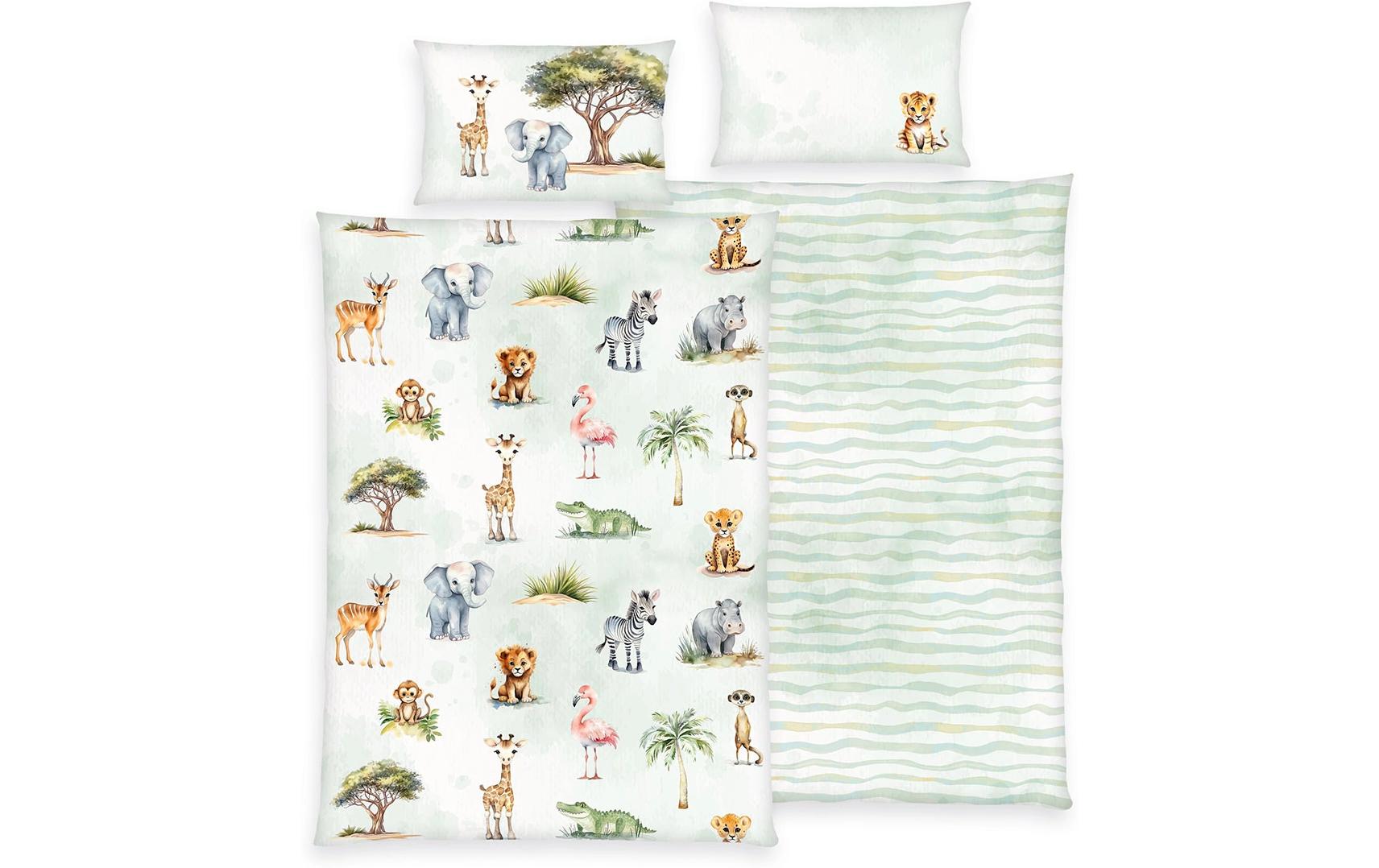 Kinder Bettwäschegarnitur Safari, 40/60+100/135 cmBettwäsche-Set für Kinder aus 100% Baumwolle