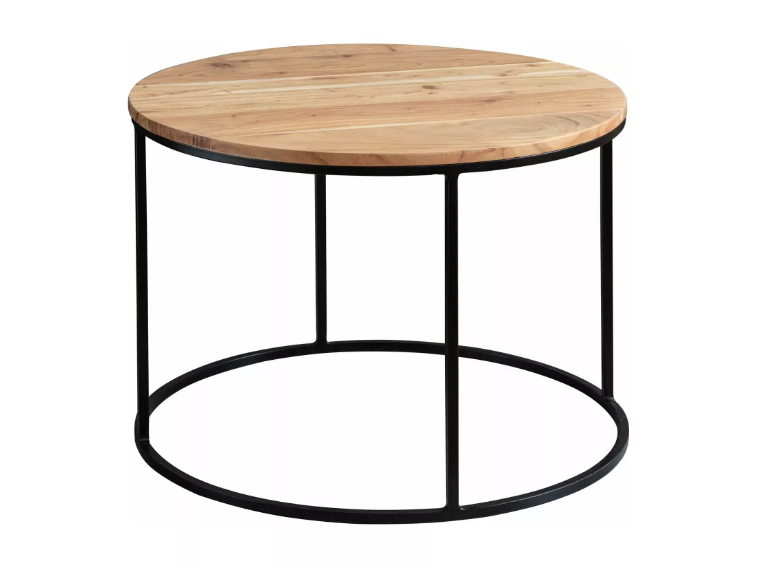 Table Basse 60X43X60 Cm Table Basse En Bois Massif Solide / Métal Acacia | Table De Salon