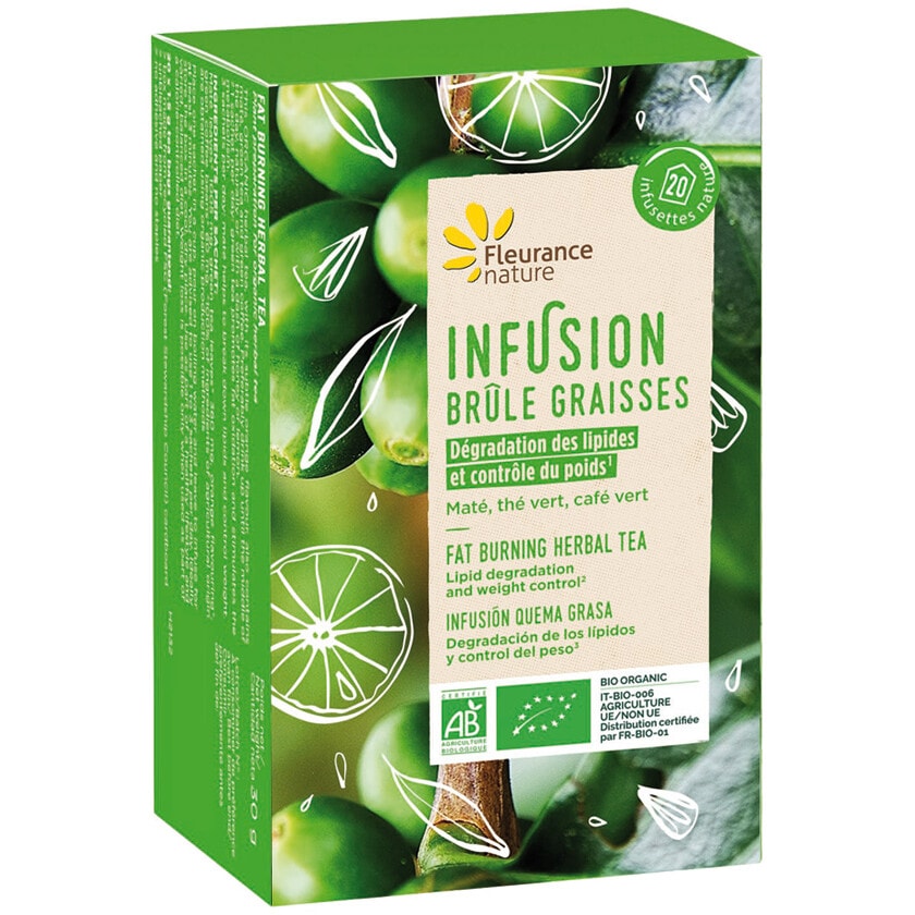 Infusion brûle-graisses bio - Maté, thé vert & café - 3 x 20 sachets
