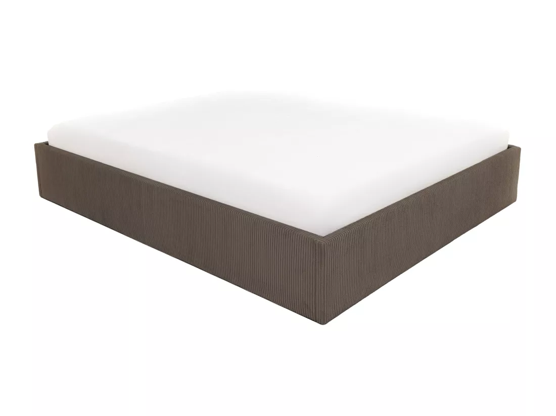 Sommier coffre 140 x 190 cm en velours côtelé - Marron - PONTOS de YSMÉE