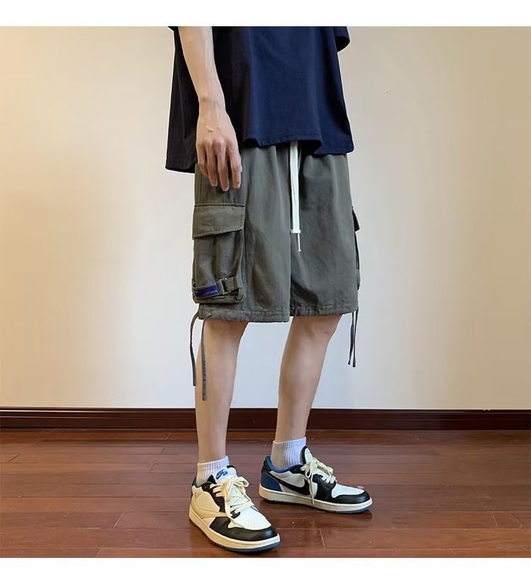 Urtishia - Hoge taille, effen, wijde cargoshorts