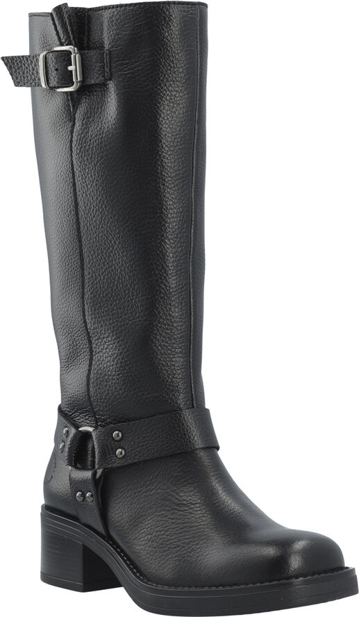 Cashott CASRIKKE Tall Biker Boot Leather Black