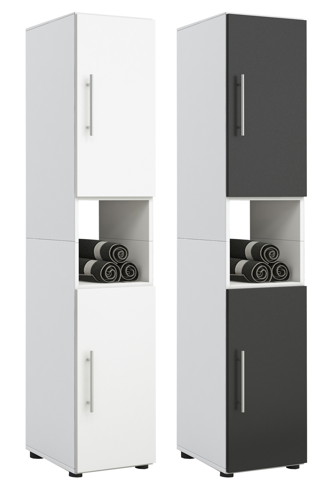 Hochschrank FLANDU - schwarz-weiß - 160 cm