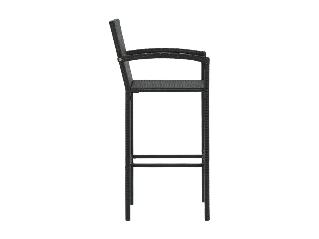 Ensemble de bar d'extérieur 5 pcs accoudoir Résine tressée Noir