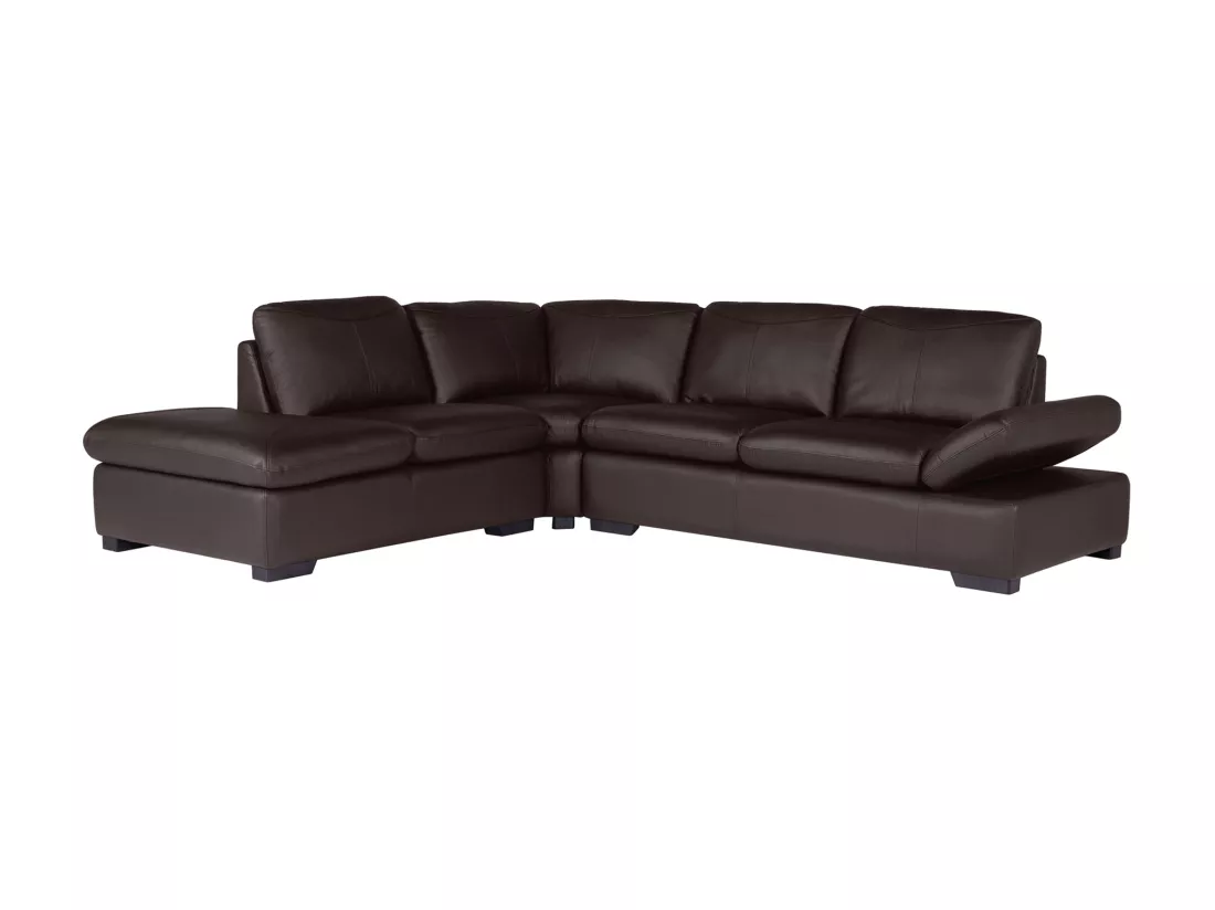 Canapé d'angle en cuir ONYX II - Marron - Angle gauche