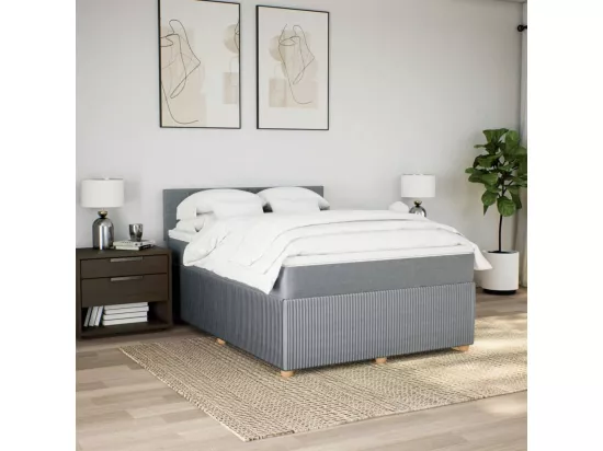 Sommier à lattes de lit avec matelas Gris clair 140x190cm Tissu