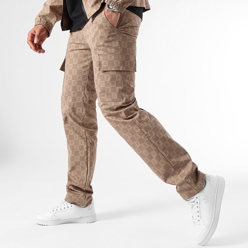Ensemble Veste Zippée Et Pantalon Cargo Damier 0036 Beige