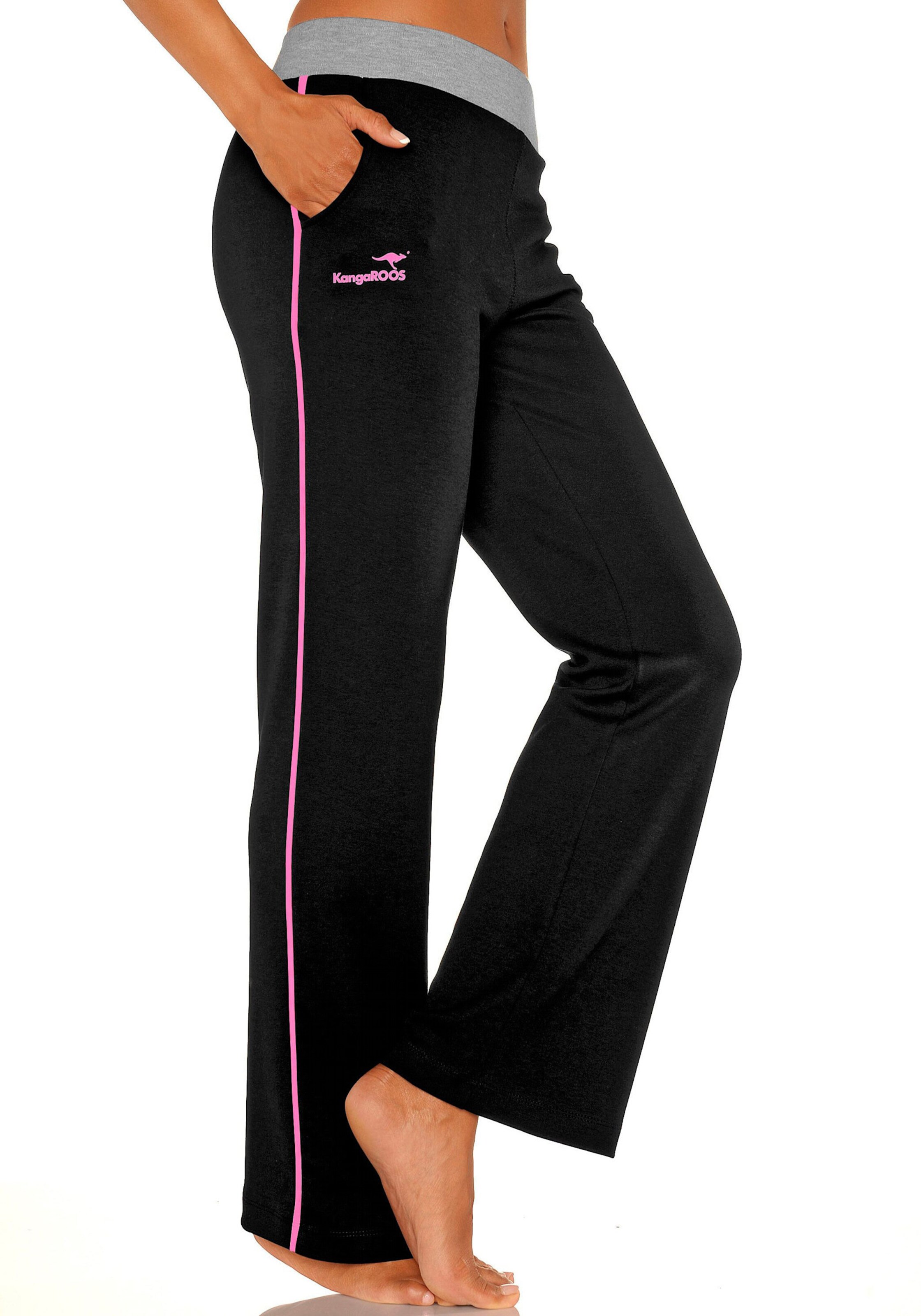 KangaROOS Relaxhose in schwarz-pink-pink