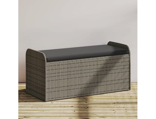 VIDAXL - Banc de jardin Banc de rangement avec coussin gris 115x51x52 cm résine tres...