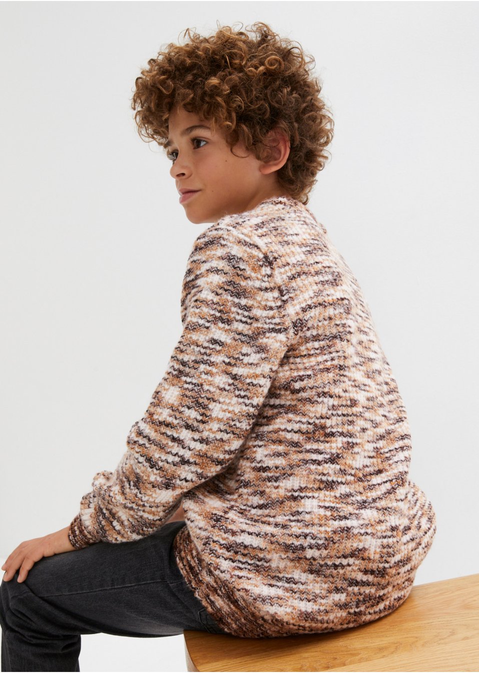 Pull garçon en maille chinée