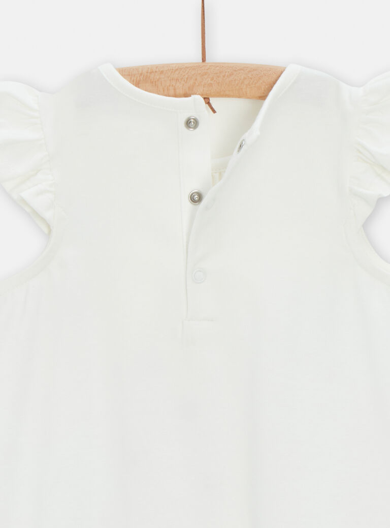 Grenouillère écrue fantaisie pour bébé fille
