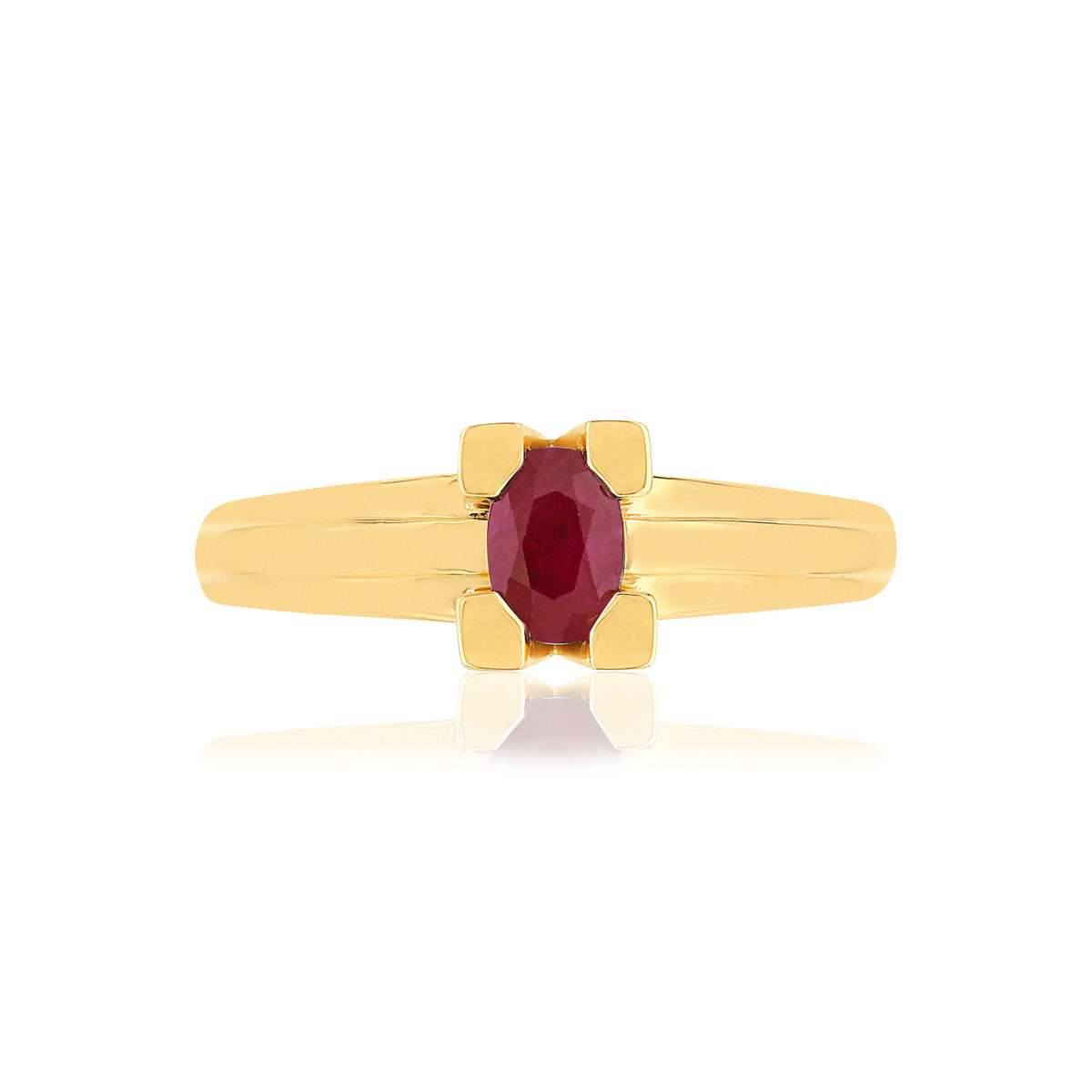 Bague VAN BRILL or jaune 750, rubis, diamants.