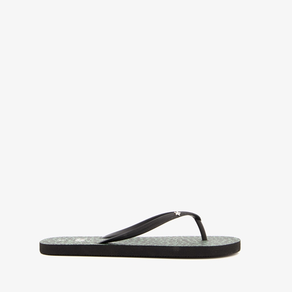 Dames teenslippers zwart groen luipaardprint