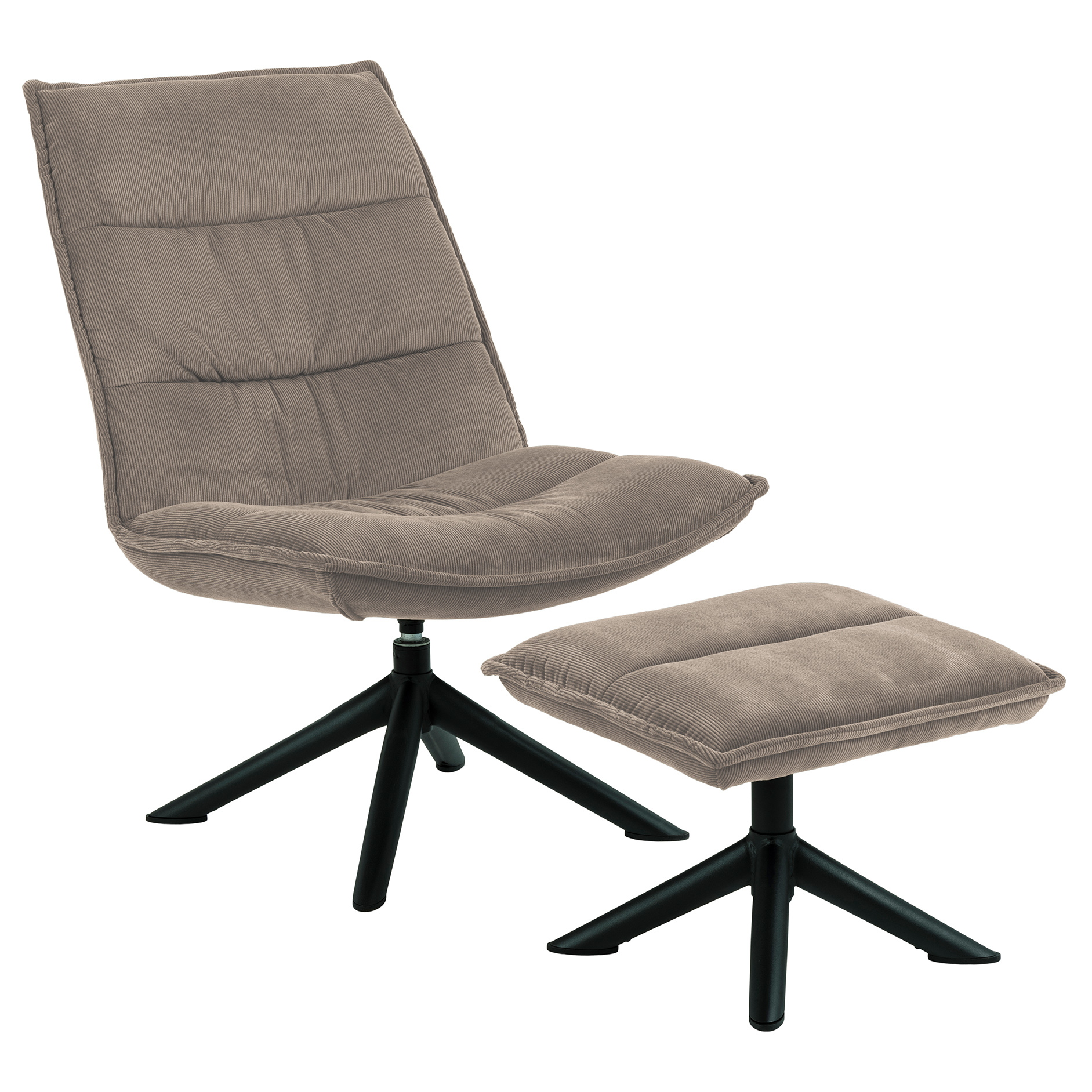 Loungestuhl BLIZZARD - grau - matt schwarz - mit Hocker