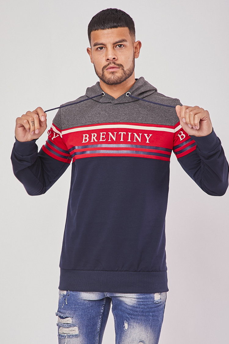 Sweat à capuche gris et bleu BRENTINY PARIS