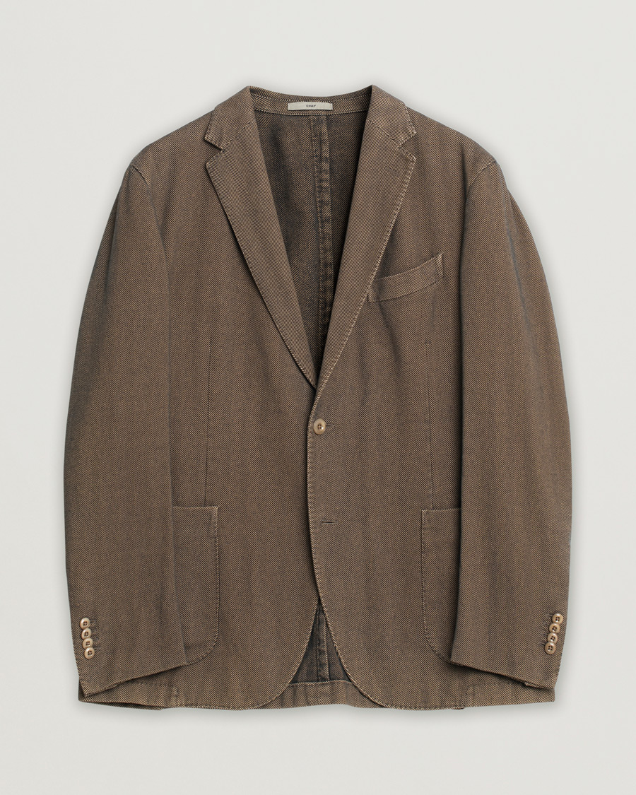 Boglioli Cotton Herringbone Blazer Brown 54