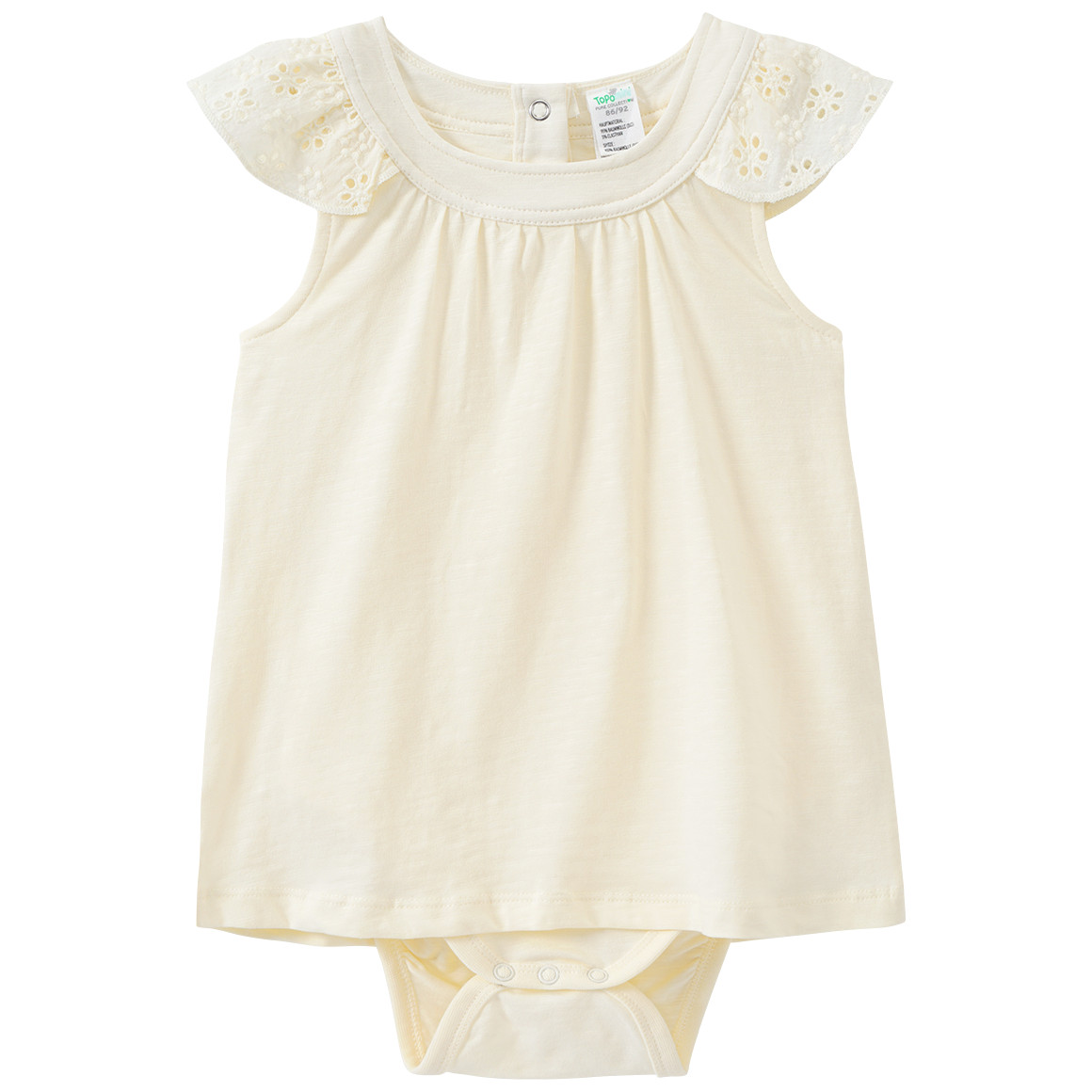 Topomini Pure Collection Baby Bodykleid mit Bio-Baumwolle creme