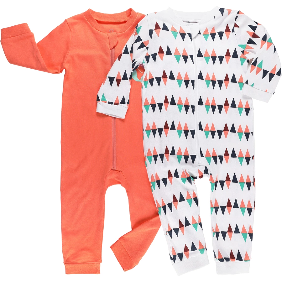 pink or blue Schlafoverall 2er Pack orangeweiß