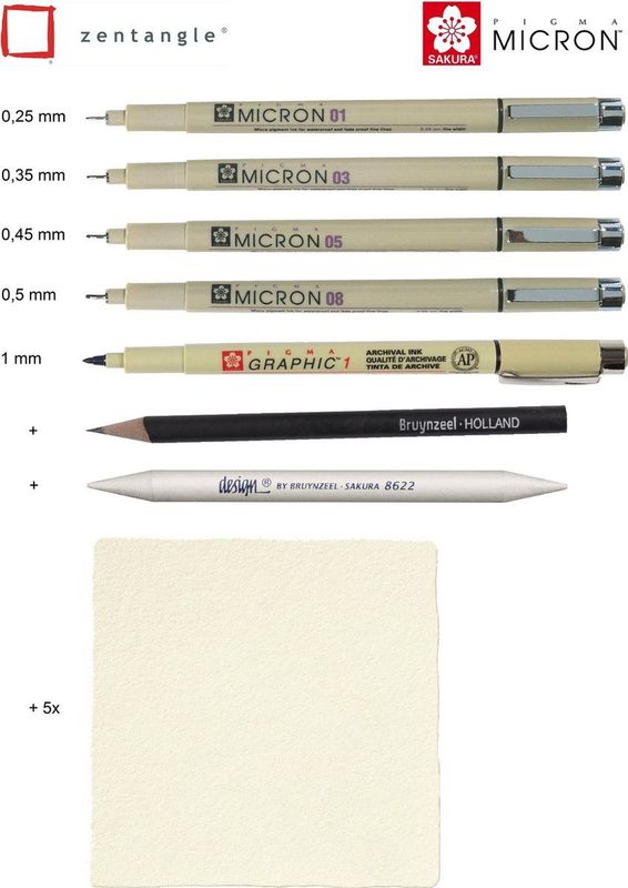 Sakura - Zentangle Tool Set - 12-delig - Inclusief Pigma Fineliners