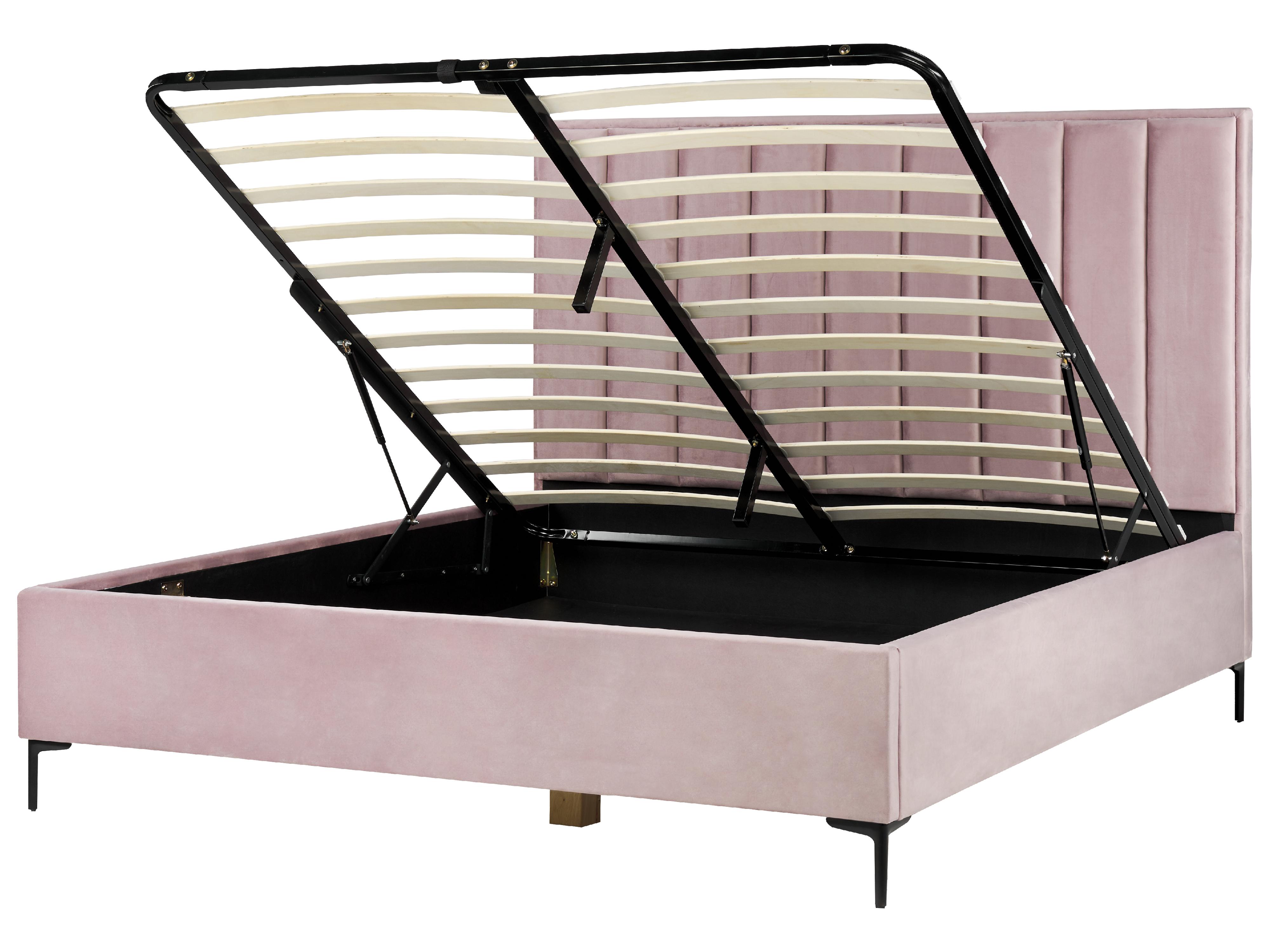 Bed met opbergruimte Fluweel SEZANNE 180 x 200 cm Roze