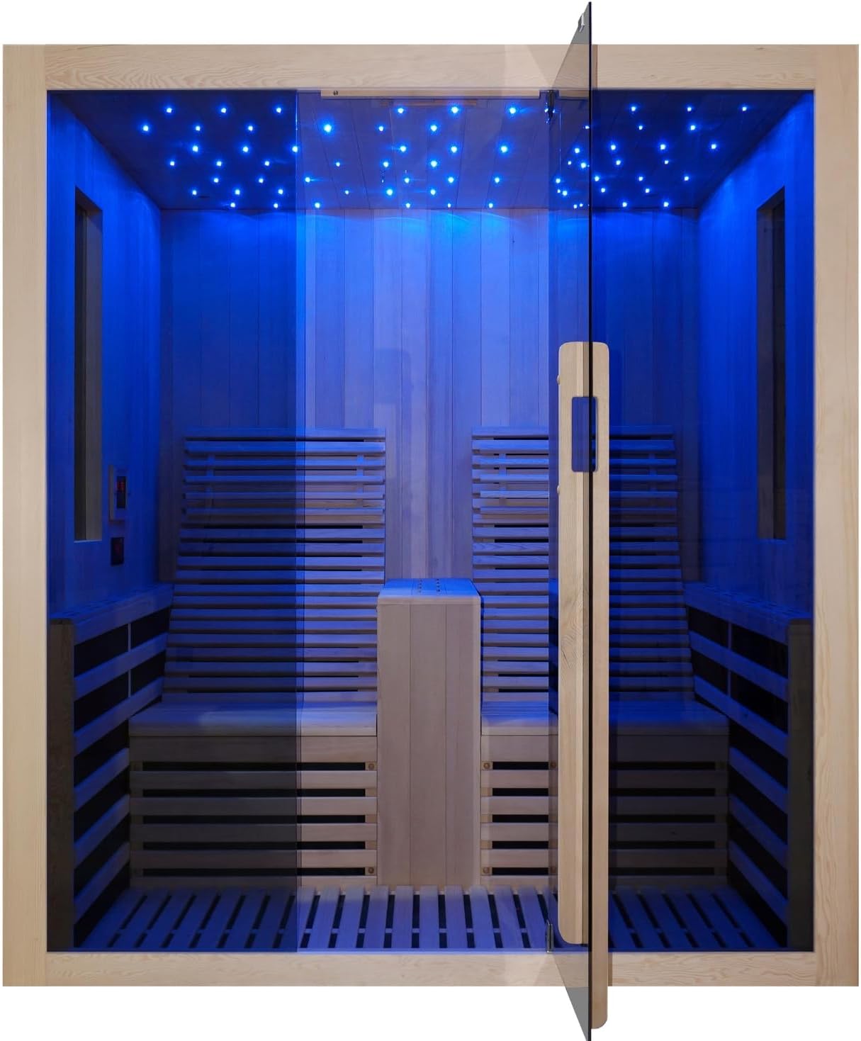 Sanotechnik Infrarotkabine Carbon 2 – 2 Personen Infrarotsauna 180×150×195cm | 14 Carbon-Heizplatten (3100W), LED-Sternenhimmel, Bluetooth-Radio, 6mm ESG-Glas – Art.Nr.: F10180