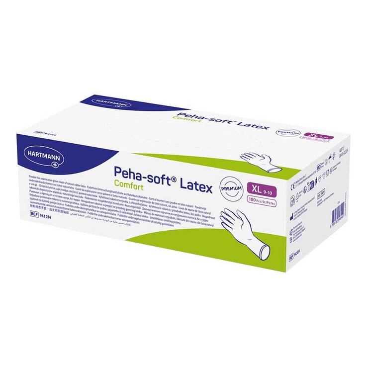 Peha-Soft Latex Comfort Untersuchungshandschuhe unsteril pf XL, 100 St