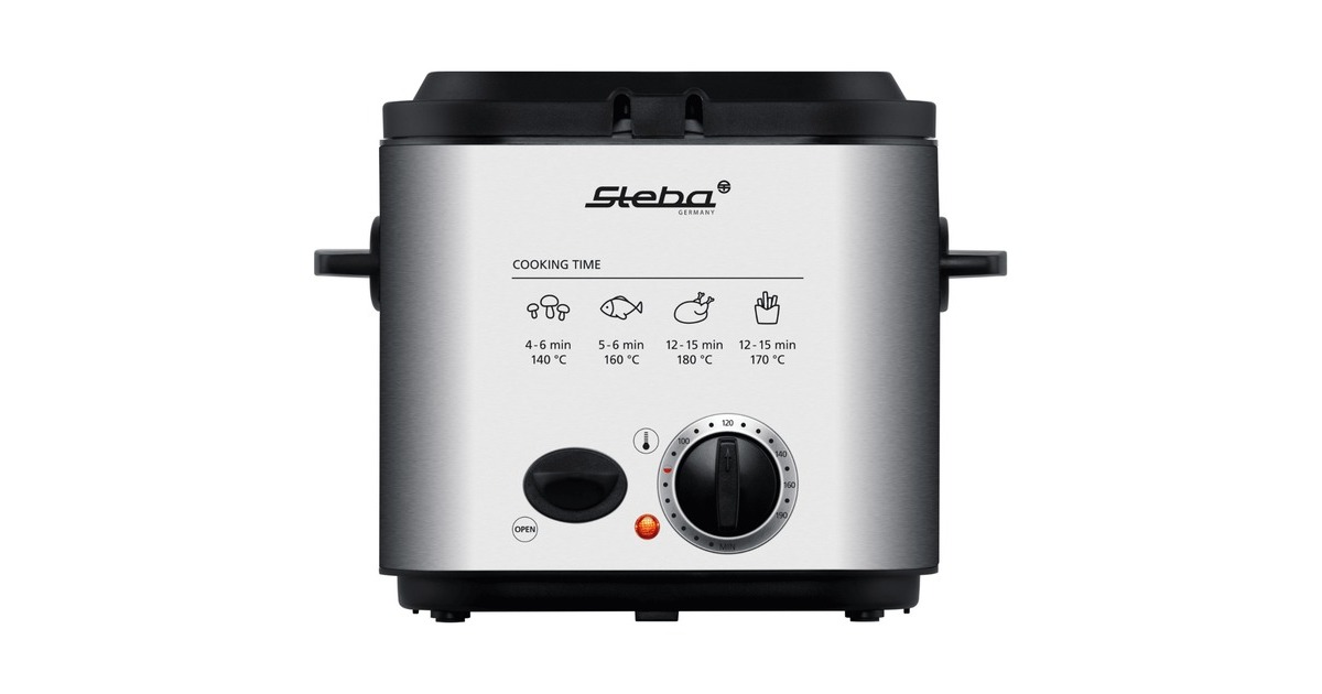 StebaDF95F - Minifriteuse/Fondue frituurpan  (Roestvrij staal/zwart, 1,25 Liter)