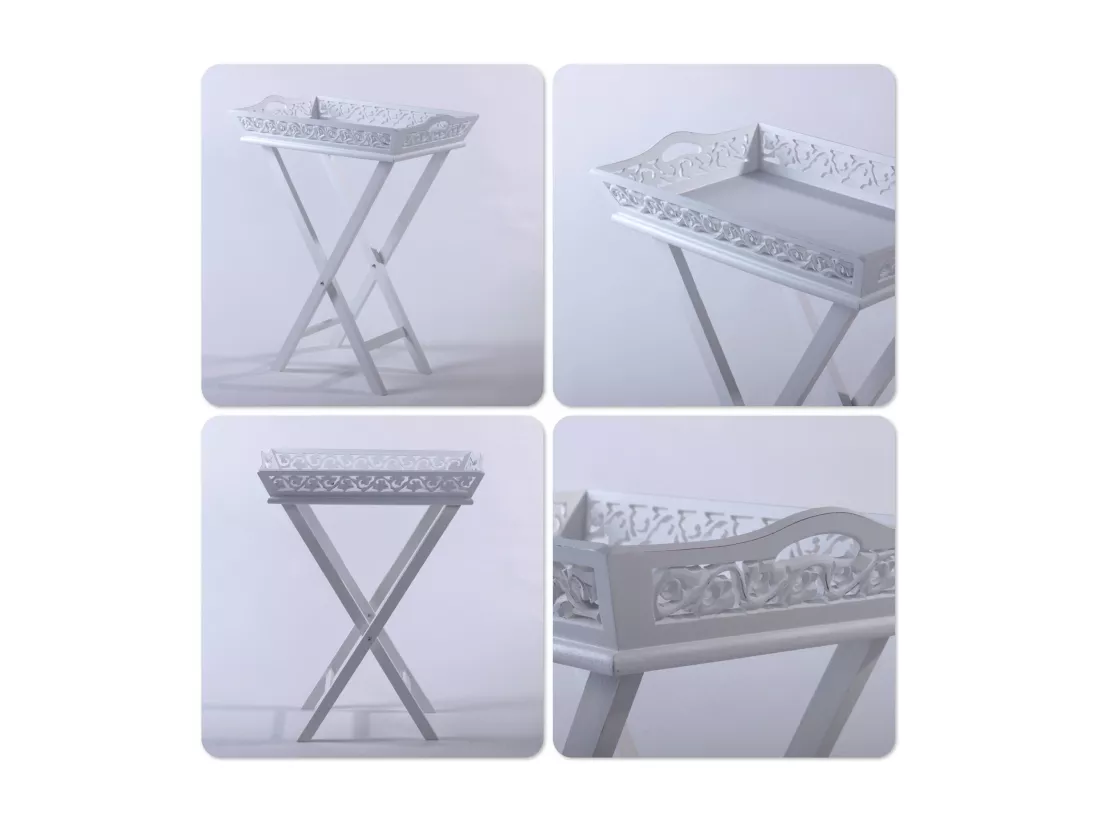 PLATEAU DE SERVICE Maison de campagne 2 pièces. 63 cm blanc