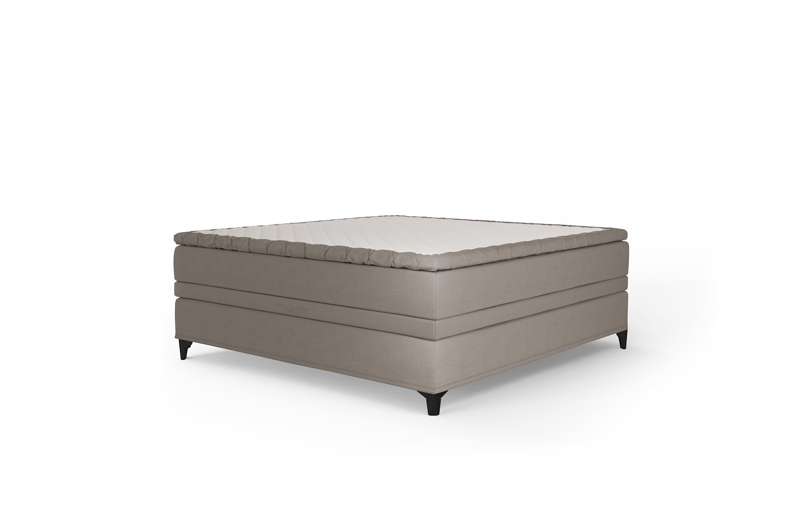Majestic Crown Exact kontinental Med 2 Exact, tekstil 031 beige, medium/fast, Majestic overmadrass, Eicon ben 14 cm sort + støtteben