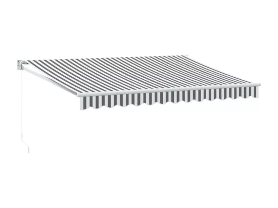Auvent rétractable anthracite et blanc 3,5x2,5m tissu/aluminium