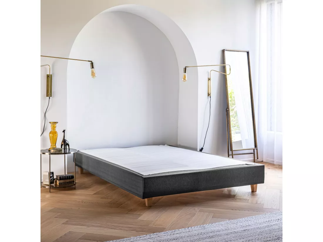 Cache-sommier Anthracite LEAVE - Someo 90x190 cm