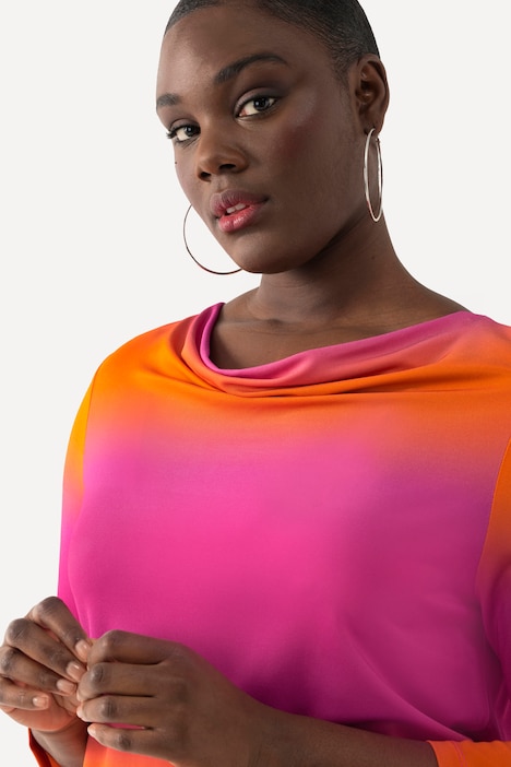 Slinkyshirt, Piqué, Wasserfall-Ausschnitt, 3/4-Arm