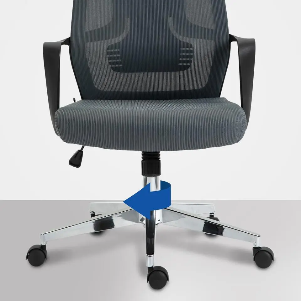 CLP Bureaustoel Kanab chroom Frame - Stof - grijs
