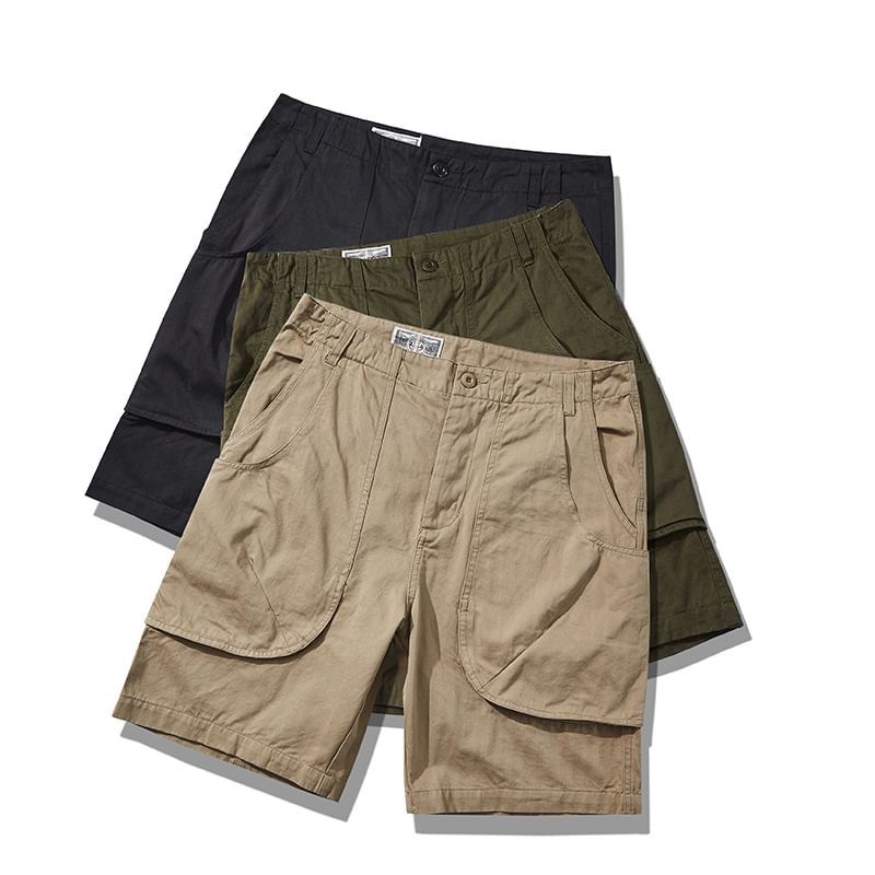 OKONKWO - Mid Rise Plain Panel Shorts
