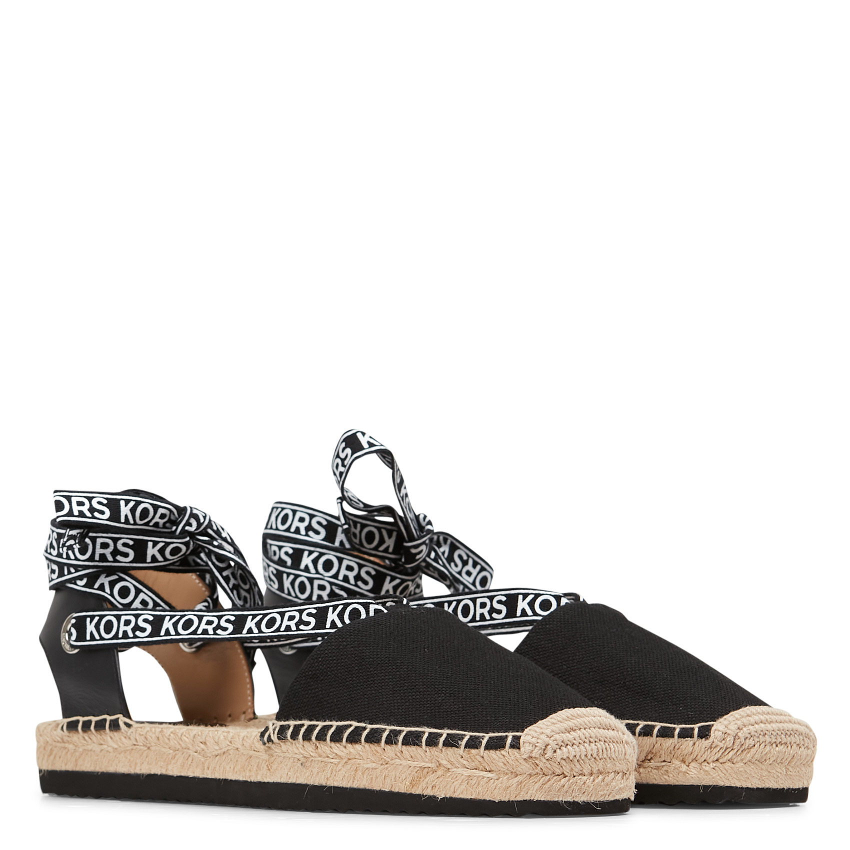 Espadrilles à lacets en lin mélangé | Noir