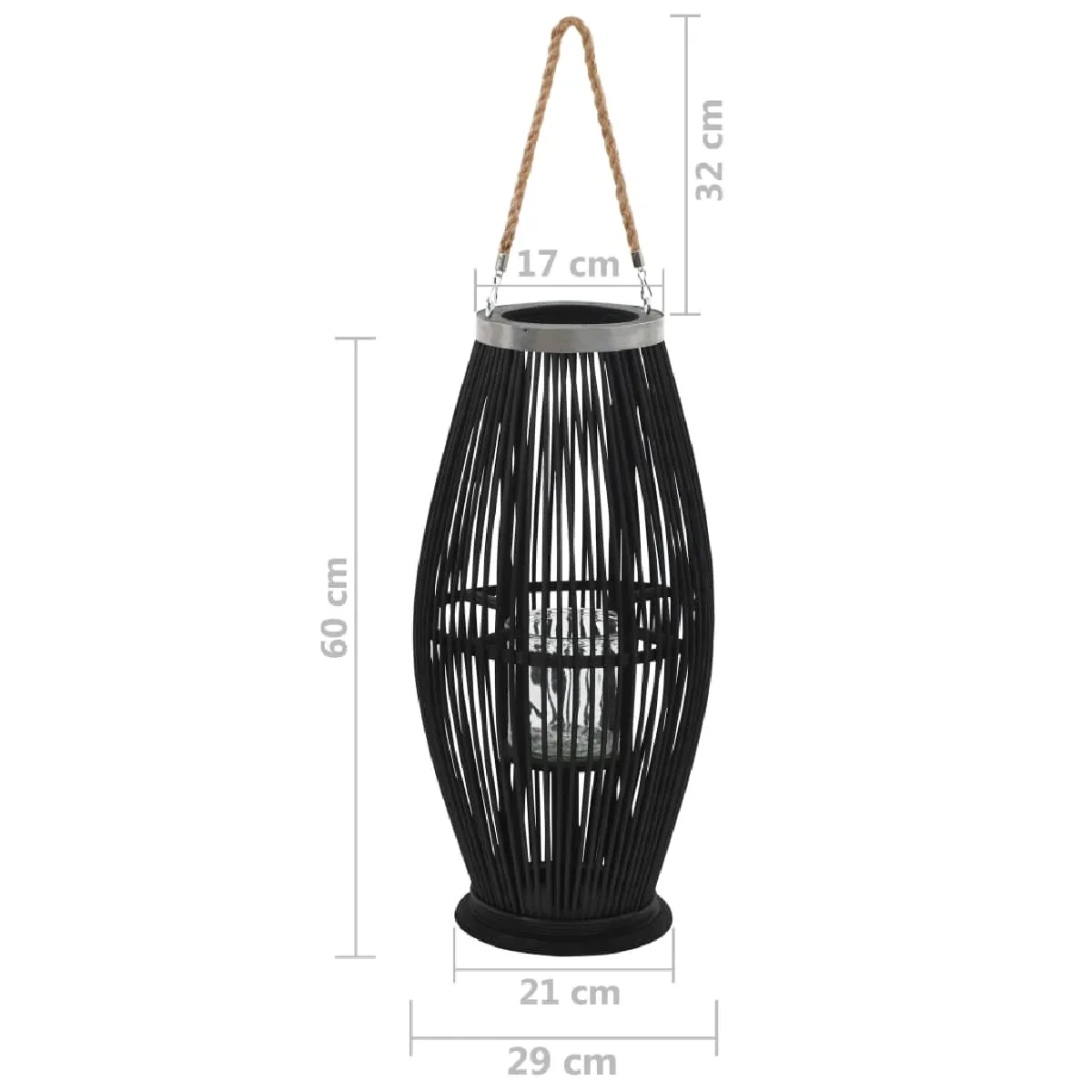 vidaXL Bougeoir Bambou - Noir
