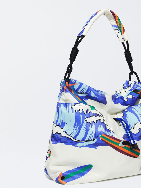 Bolsa de ombro em nylon estampado - Off-White