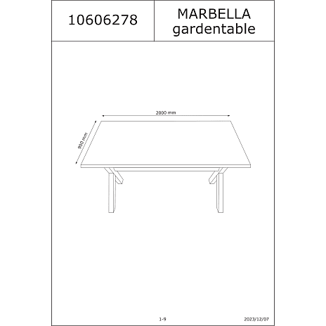 Marbella havebord 200x90 cm - teak