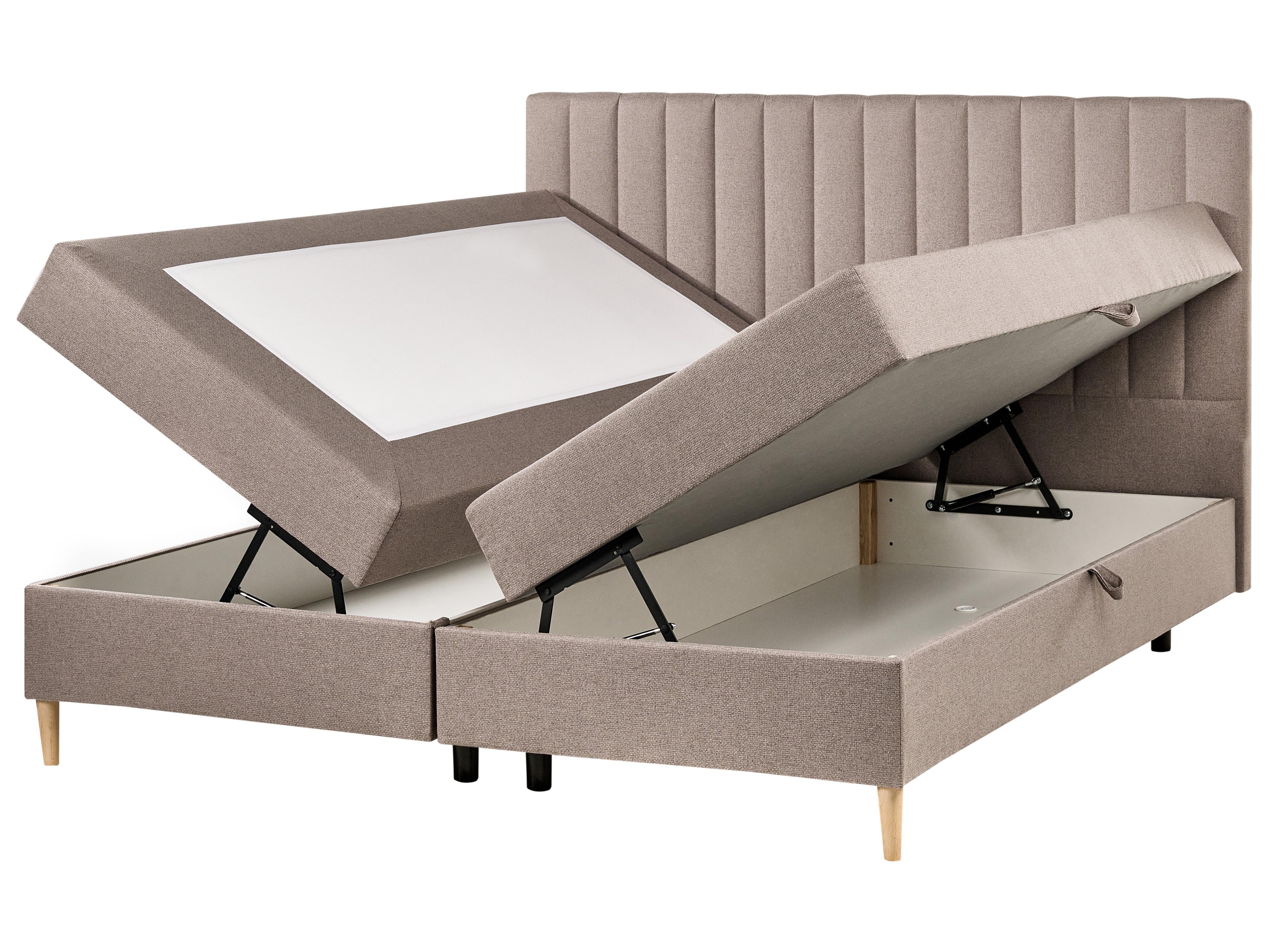 Boxspring met opbergruimte Stof OFFICER 180 x 200 cm Taupe