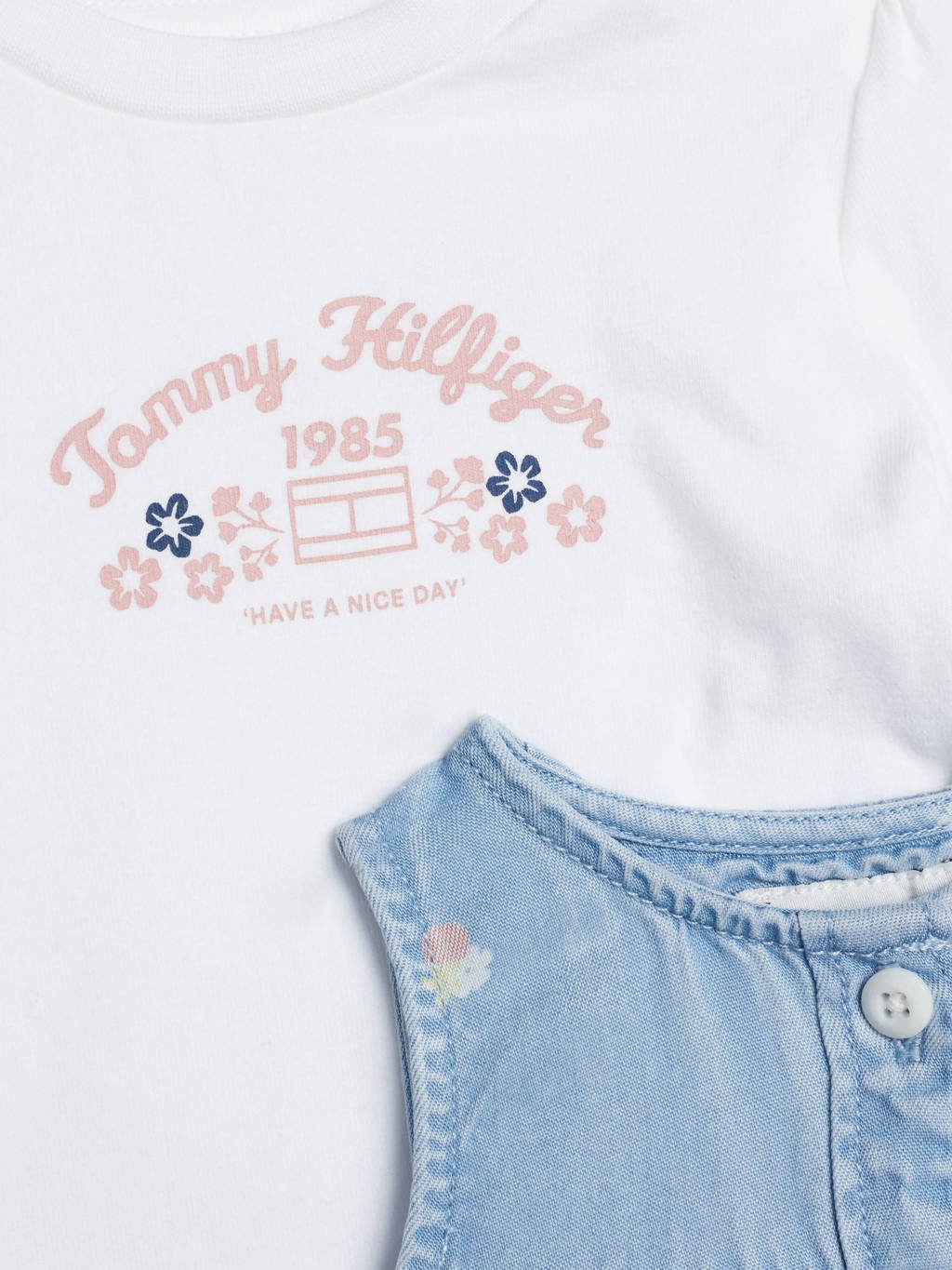 Tommy Hilfiger longsleeve + jurk denim light/wit