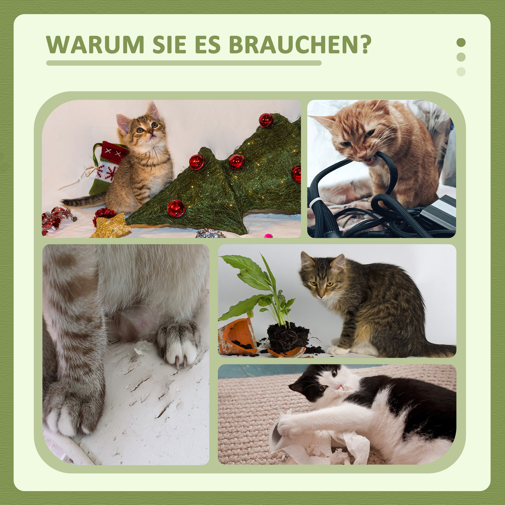 PawHut Kratzbaum mit2 Spielbällen und 2 Ebenen grün, weiß 40L x 40B x 64H cm