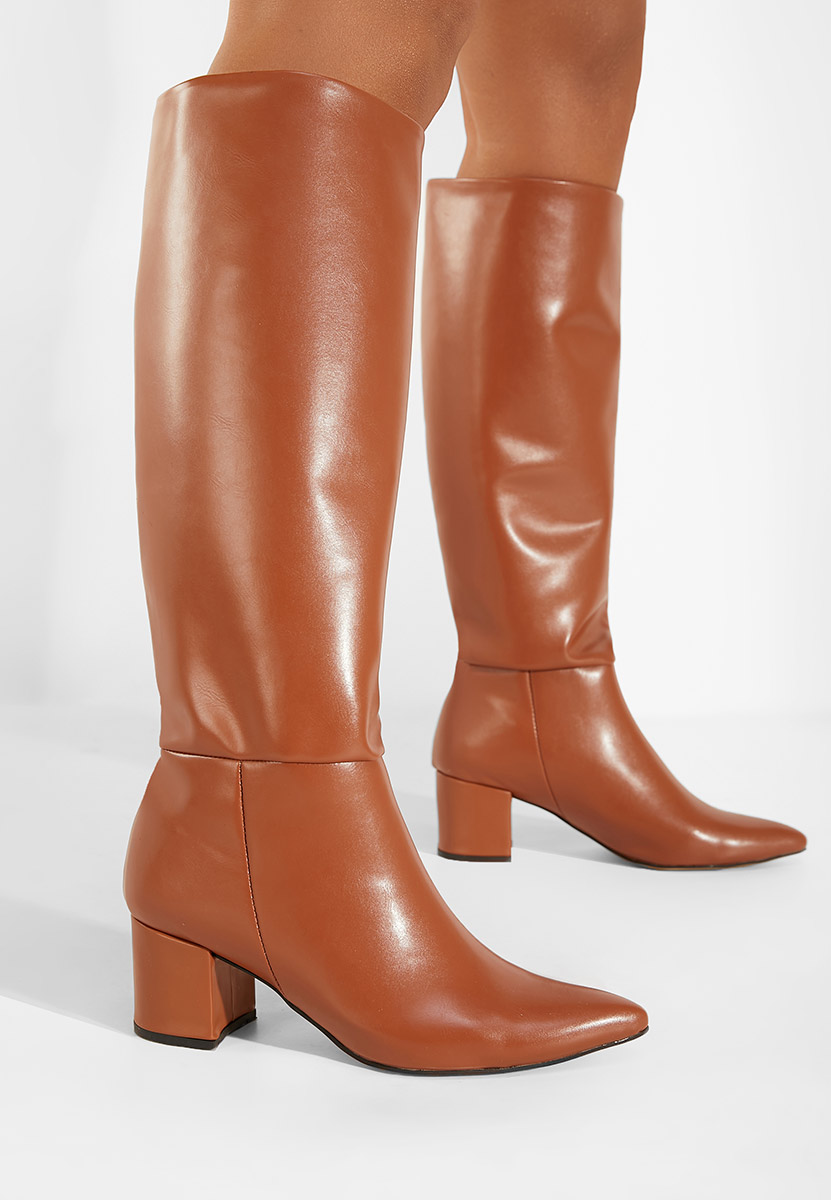 Bottes à talon carré brunes Daxa