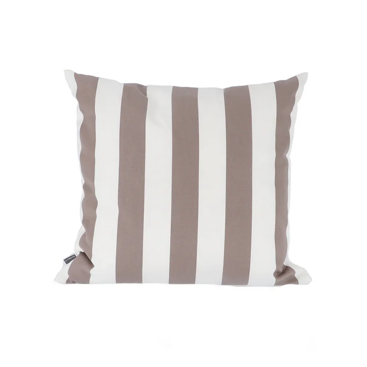 Jan Kurtz - Somnia Outdoor Kissen, 48 x 48 cm, Streifen weiss / taupe