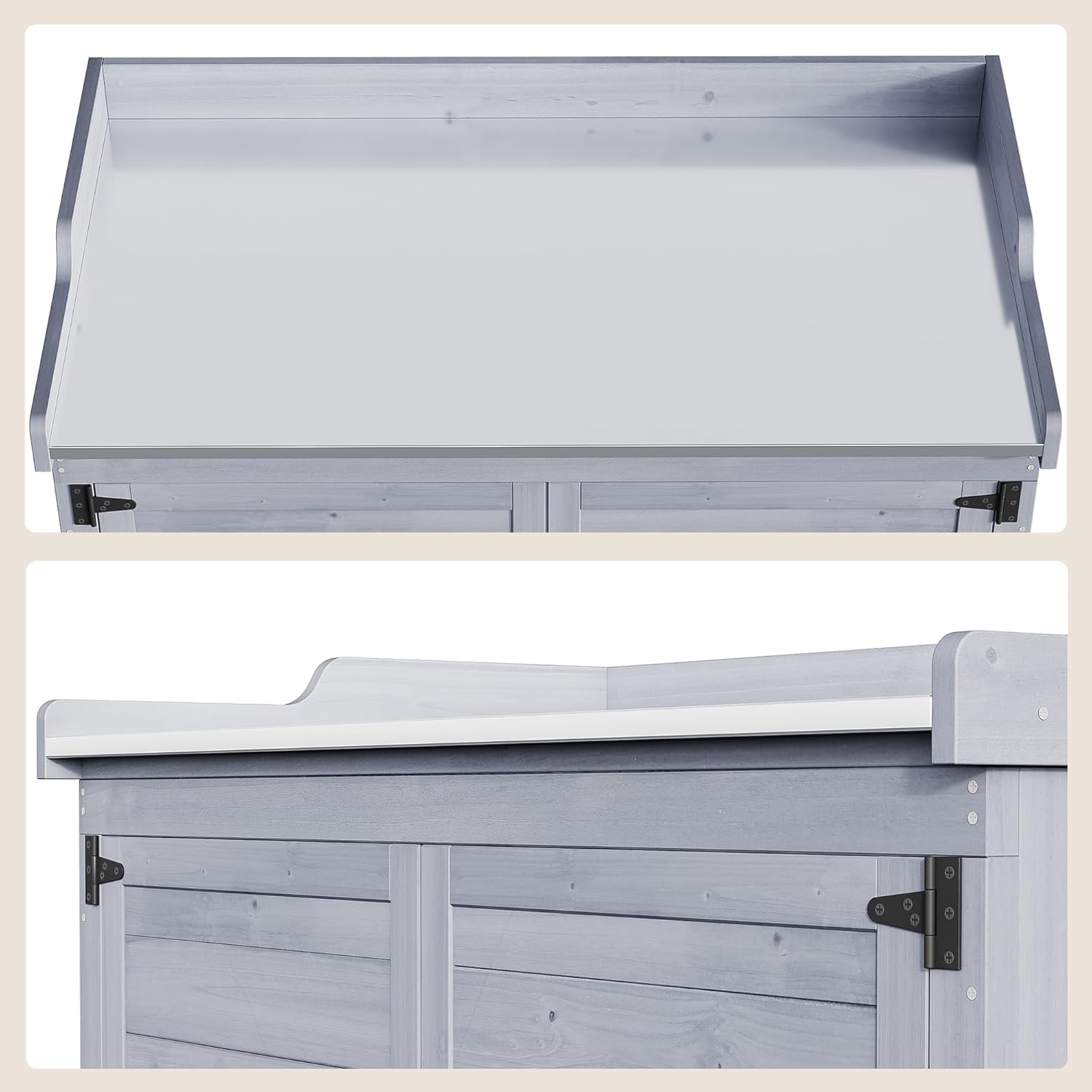Bealife Pflanztisch mit Unterschrank, Gartenschrank mit Arbeitsplatte mit 1 Bewegbarer Einlegeboden für den Innen- und Außenbereich (Grau, 48T x 98B x 95H)
