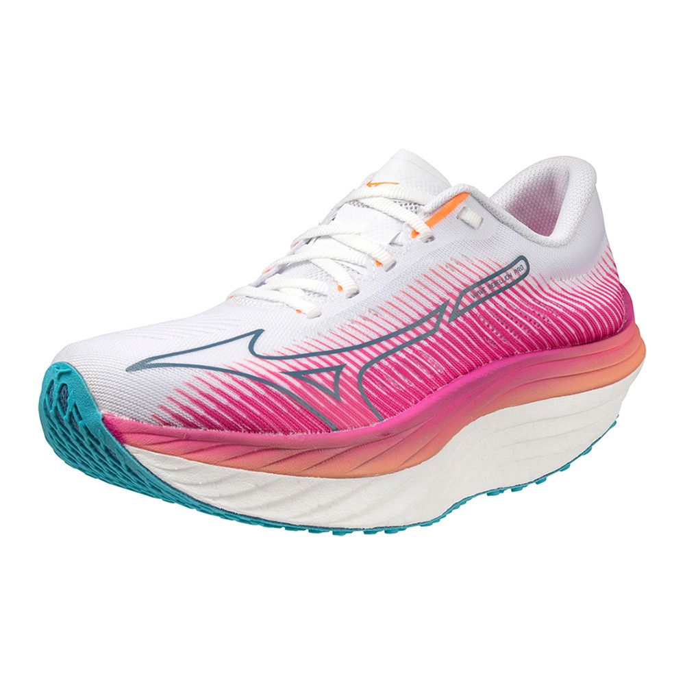 Mizuno WAVE REBELLION PRO - Chaussures running Femme white/silver/807 c